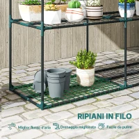 Outsunny Portapiante a 3 Livelli Aperti in Acciaio e Plastica, 143x48x100 cm, Verde Scuro(m-5)