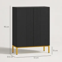 HOMCOM Schuhschrank für 20 Paar, moderner Schuhschrank mit Soft-Close-Türen, verstellbaren Regalen, schwarz, goldene Füße(m-3)