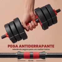 SPORTNOW Conjunto de Halteres Ajustáveis 25 kg 5 em 1 com Peso Russo, Barra, Halteres e Apoios para Flexões para Ginásio em Casa(m-6)