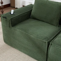 Modulares Doppelsitz-Cordsofa mit Becherhaltern und Seitentaschen, Federkern und hochdichtem Schaumstoff, 188L x 90B x 75H cm, Grün(m-5)