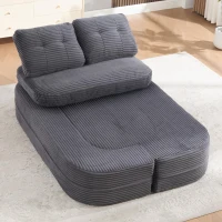 2-in-1 Cordsofa mit verstellbarer Funktion, 2 Getränkehaltern, hohe Rückenlehne und extra tiefe Sitzfläche, 165L x 97B x 61H cm,Dunkelgrau(m-6)