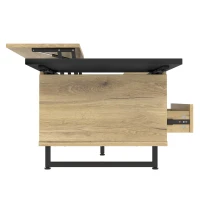 Schrank mit LED-Stehleuchte und ausreichend Stauraum, verstellbare Höhe mit Schublade und Fach, 103,5 x 50 B x 27,5 H cm, Natur(m-10)