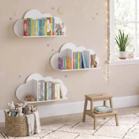 AIYAPLAY 3-delige wandboekenkast voor kinderen, 60 cm, zwevende Montessori boekenplanken in wolkvorm, wit, 3-8 jaar(m-8)