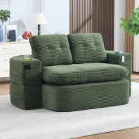 2-in-1 Cordsofa mit verstellbarer Funktion, 2 Getränkehaltern, hohe Rückenlehne und extra tiefe Sitzfläche, 165L x 97B x 61H cm, Smaragdgrün(m-2)