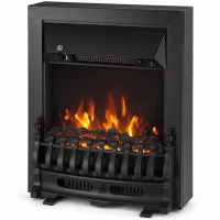 HOMCOM Electric Fireplace Stove Freestanding/ Inset, 1000W/2000W, Electric Fire Heater with LED Flame Effect, Coal Logs, Black(m-13)