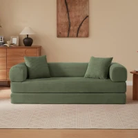 Tatami Style Boneless Sofa Combination Seat, umwandelbar zu einem Bett, geeignet für Wohnzimmer und Schlafzimmer, 195L x 89B x 59H cm, Grün(m-2)