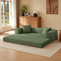 Tatami Style Boneless Sofa Combination Seat, umwandelbar zu einem Bett, geeignet für Wohnzimmer und Schlafzimmer, 195L x 89B x 59H cm, Grün(m-6)