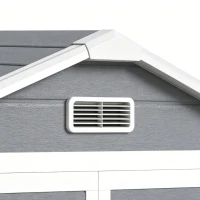Outsunny 6x4.5ft Garden Storage Shed, Lockable Shed for Small Terraced Gardens with Double Doors, Window, Vent and Plastic Roof, Low Maintenance, Grey(m-13)