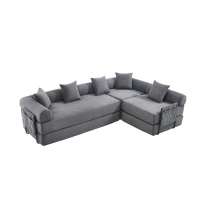 Bequemes Familiensofa mit Stauraum, frei kombinierbar, 270L x 180B x 64H cm, Dunkelgrau(m-8)