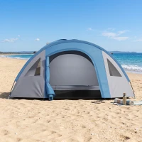 Outsunny Tienda de Campaña para 3 Personas con Ventanas 2 Bolsillos y Bolsa de Transporte 250x300x130 cm Gris y Azul(m-9)