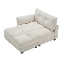 Das schwarze Cord-Doppelsofa verfügt über 2 Kissen, 4 Becherhalter und 4 Seitentaschen, kann in zwei unabhängige Sitze geteilt werden, 224L x 140B x 81H cm , Beige(m-11)