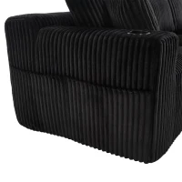 Modulares Sofaset mit Liegestühlen und Doppelbetten, 5 Kissen und 2 Getränkehaltern， 257X160X62 cm, Schwarz(m-9)