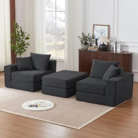Knochenlose Sofabestuhlung mit rutschfester Basis, mit breiten Armlehnen, bequemen Rückenlehnen und einem hochelastischen Polster, Maße 259,5 L x 96 B x 64,5 H cm, Dunkelgrau(m-6)