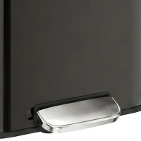 HOMCOM 20 L Kitchen Pedal Bin, Metal Rubbish Bin with Removable Inner Bucket, Soft-Close & Stay-Open Lid, High Gloss Black(m-13)