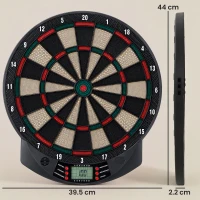HOMCOM Bersaglio a freccette elettronico in PP con 6 Freccette e Tabellone segna Punti, 44x39.5x 2.2cm, Nero(m-3)