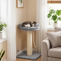 PawHut Copac pentru pisici, pat pentru pisici, 1 pat, incl. jucărie pentru pisici, 55 cm x 55 cm x 83 cm, Gri(m-6)