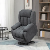 HOMCOM Power Lift Recliner Chair with Vibration Massage, Lift Chair for Elderly with Footrest, Remote, Side Pocket, Dark Grey(m-10)