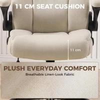 HOMCOM Office Chair, Executive Desk Chair with Flip-up Armrest, Thick Padding, 360 Degree Swivel, Cream White(m-7)