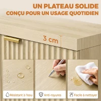 HOMCOM Bureau d'Ordinateur, Rangement Réversible, 3 Tiroirs Façades Ondulées, Plateau Épais et Spacieux, 120x50x76cm, Chêne(m-5)