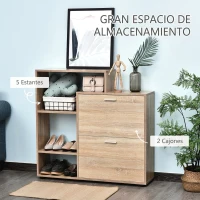 HOMCOM Zapatero de Madera con Estantería y Cubos Armario para Zapatos de Entrada Pasillo 101.5x25.5x98cm(m-4)