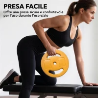 HOMCOM Set Bilanciere e Dischi da 20 kg totali Antiscivolo con 6 Pesi e 2 Clip di Fissaggio, Ø28x130 cm, Multicolore(m-7)