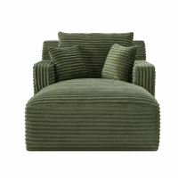 Moderner Cord-Loungesessel, bequemes Schlafsofa/Liegestuhl, geeignet für Wohnzimmer und Büro, 100L x 166B x 72H cm,Grün(m-1)