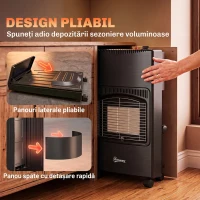 Outsunny Sobă pe Gaz 4,2 kW, 3 Trepte de Căldură, ODS, Oprire la Stingerea Flăcării, Anti-răsturnare(m-7)