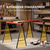 DURHAND 2er-Set Arbeitsbock, Handwerks-Ständer, bis zu 250 kg belastbar, Metall, Rot(m-6)