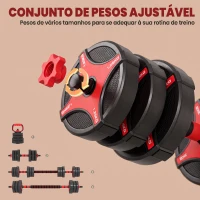 SPORTNOW Conjunto de Halteres Ajustáveis 20 kg 5 em 1 com Kettlebell, Barra, Halteres e Suportes para Flexões para Ginásio em Casa(m-5)