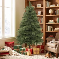 HOMCOM Künstlicher Weihnachtsbaum 150 cm, Edeltanne, voll mit Klappästen, 525 Spitzen, faltbarer Holzständer, Grün(m-10)