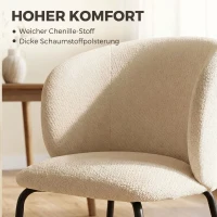 HOMCOM Esszimmerstühle ergonomische Armlehne gepolsterte Küchenstühle Metallbeine 2er Set Beige(m-6)