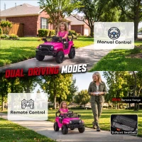 AIYAPLAY 12V Electric Car for Kids with Remote, Dual Motors, Rear Suspension, Soft Start, Music, Lights for 3-8 Years, Pink(m-6)