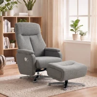 HOMCOM Sillón relax ajustable manualmente, sillón lounge con reposapiés, Gris oscuro(m-4)