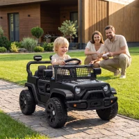 AIYAPLAY 12V Electric Car for Kids with Remote, Dual Motors, Rear Suspension, Soft Start, Music, Lights for 3-8 Years, Black(m-2)