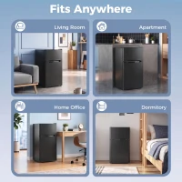 HOMCOM Mini Réfrigérateur Congélateur 90 L, Petit Frigo Compact Silencieux, 2 Portes Réversibles, Thermostat Réglable, Noir(m-9)