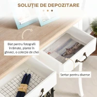 HOMCOM Consolă pentru Hol cu 2 Sertare, Masă Consolă pentru Coridor, Intrare și Living, 87x34x78,5 cm, Alb(m-4)