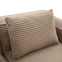 Modulares Doppelsitz-Cordsofa mit Becherhaltern und Seitentaschen, Federkern und hochdichtem Schaumstoff, 188L x 90B x 75H cm, Khaki(m-9)