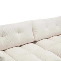 Das schwarze Cord-Doppelsofa verfügt über 2 Kissen, 4 Becherhalter und 4 Seitentaschen, kann in zwei unabhängige Sitze geteilt werden, 224L x 140B x 81H cm , Beige(m-8)