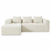 Modernes L-förmiges Wildledersofa, 3 Kissen, fernbedienbare Seitentaschen, 250L x 158B x 60H,Beige(m-1)