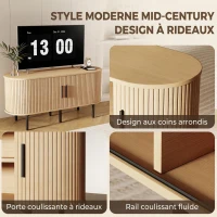 HOMCOM Meuble TV 106 cm, Meuble Télé pour 50 Pouces, 2 Portes Coulissantes à Tambour 4 Compartiments Étagères Réglables, Chêne(m-4)