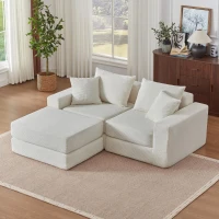 Knochenlose Sofabestuhlung mit rutschfester Basis, mit breiten Armlehnen, bequemen Rückenlehnen und einem hochelastischen Polster, Maße 259,5 L x 96 B x 64,5 H cm, Weiß(m-2)