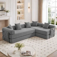 Bequemes Familiensofa mit Stauraum, frei kombinierbar, 270L x 180B x 64H cm, Dunkelgrau(m-2)