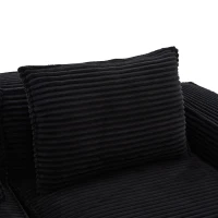 Modulares Doppelsitz-Cordsofa mit Becherhaltern und Seitentaschen, Federkern und hochdichtem Schaumstoff, 188L x 90B x 75H cm, Schwarz(m-9)