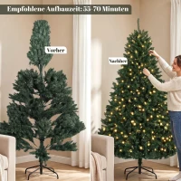 HOMCOM Kerstboom met 550 warmwitte leds, 1494 takpunten, brandvertragend, kunststof/metaal, 180 x 112 cm, groen(m-7)
