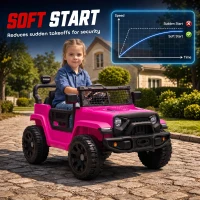 AIYAPLAY 12V Electric Car for Kids with Remote, Dual Motors, Rear Suspension, Soft Start, Music, Lights for 3-8 Years, Pink(m-7)