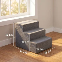 PawHut Escada para Cães 3 Degraus Capa Removível Para Cães Pequenos 35 cm Cinza escuro(m-3)