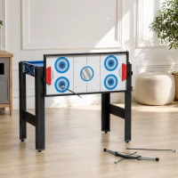 SPORTNOW 5-in-1 Speeltafel, Biljart, Tafeltennis, Hockey, Basketbal, Boogschieten, Inclusief Accessoires, MDF, Kunststof, Blauw(m-7)