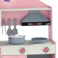 AIYAPLAY Cuisine Enfant avec Lumières et Sons, Cuisine de Jeu avec Tiroir en Tissu et 5 Accessoires, pour Enfants 3-6 Ans, Rose(m-12)