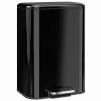 HOMCOM 50 L Kitchen Pedal Bin, Metal Rubbish Bin with Removable Inner Bucket, Soft-Close & Stay-Open Lid, High Gloss Black(m-15)