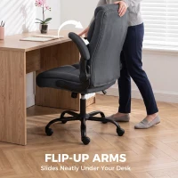HOMCOM Office Chair, Executive Desk Chair with Flip-up Armrest, Thick Padding, 360 Degree Swivel, Dark Grey(m-6)